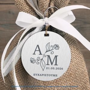 Thank you cards Wedding Minimal Floral 3 4 x 4 cm (Round) View 1