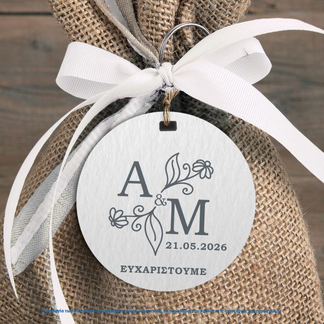 Thank you cards Wedding Minimal Floral 3 4 x 4 cm (Round) View 1