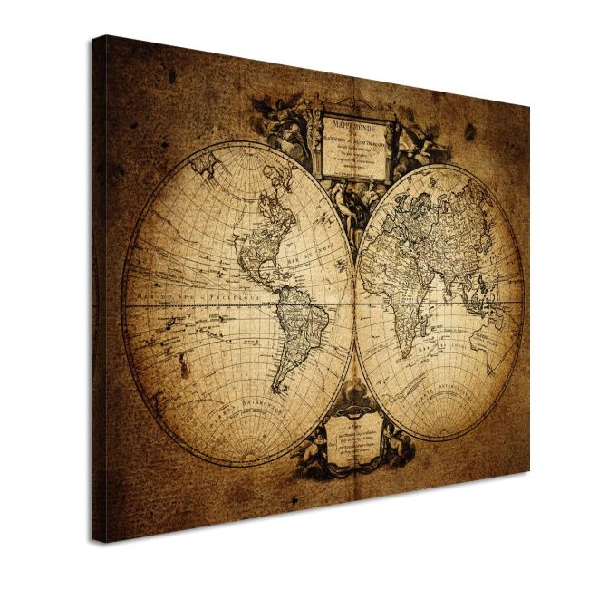 Πίνακας σε καμβά Χάρτης Map of world 1752 Καμβάς τελαρωμένος Όψη 4