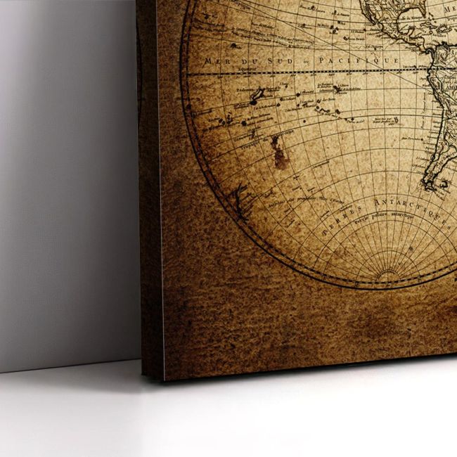 Πίνακας σε καμβά Χάρτης Map of world 1752 Καμβάς τελαρωμένος Όψη 5