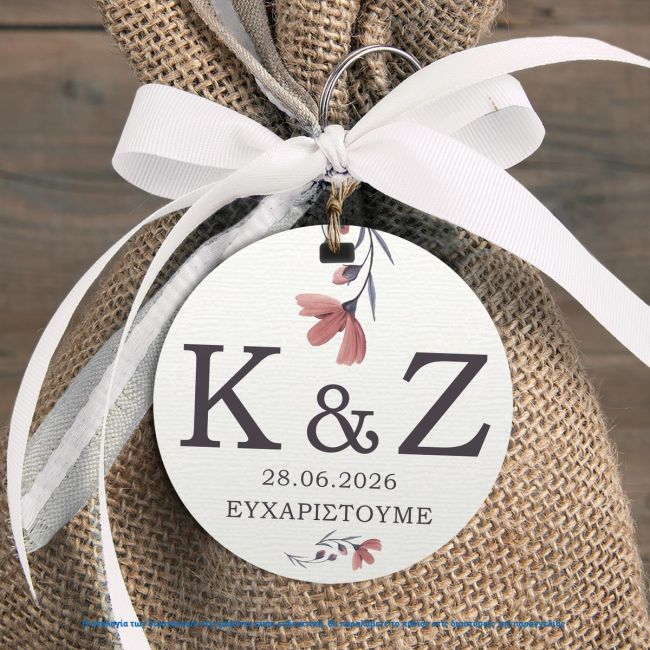 Καρτελάκια ευχαριστήρια Γάμου Floral 4 Ø Όψη 2