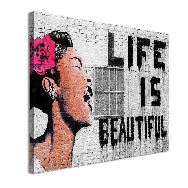 Canvas print Billie holiday life is beautiful Banksy Framed canvas View 4
