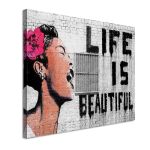 Πίνακας σε καμβά Billie holiday life is beautiful Banksy Καμβάς τελαρωμένος Όψη 4