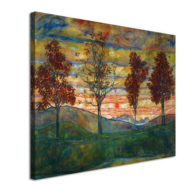 Πίνακας ζωγραφικής Four Trees Schiele Egon Καμβάς τελαρωμένος Όψη 4