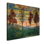 Πίνακας ζωγραφικής Four Trees Schiele Egon Καμβάς τελαρωμένος Όψη 4