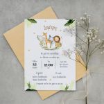 Baptism party invitation Elegant painted animals 9x13 ▯ View 1