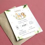 Προσκλητήριο βάπτισης Κομψά ζωάκια ζωγραφιστά 9x13 ▯ Όψη 2