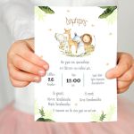 Baptism party invitation Elegant painted animals 9x13 ▯ View 3