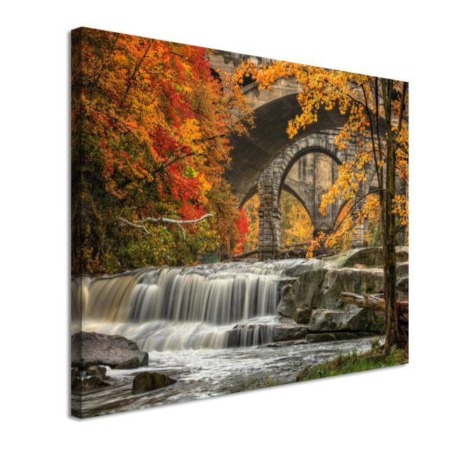 Πίνακας σε καμβά Καταρράκτης Berea falls In autumn Καμβάς τελαρωμένος Όψη 4