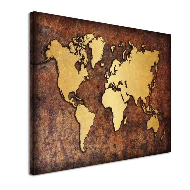 Canvas print world map rusty gold Framed canvas View 4