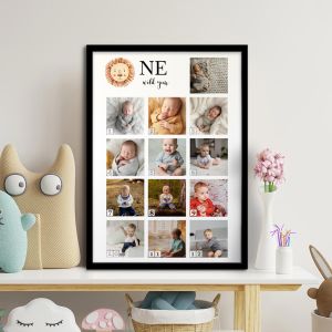 One wild year 12+1  rectangle  photos  1st year collage  Poster with black frame View 1