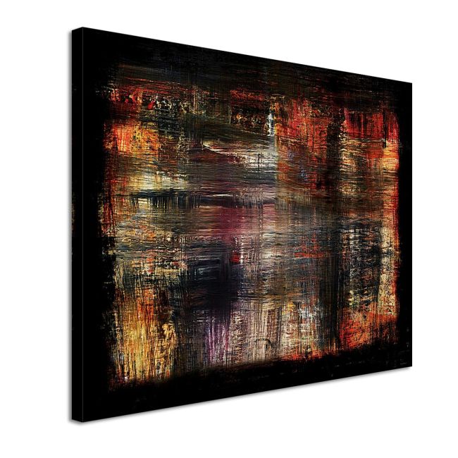 Πίνακας σε καμβά Abstract red yellow black οριζόντιος Καμβάς τελαρωμένος Όψη 4