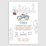 Baptism party invitation, Elegant painted animals