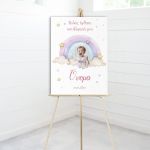 Canvas print  welcome to my baptism  Rainbow painted with clouds and photo Boxed framed canvas View 4