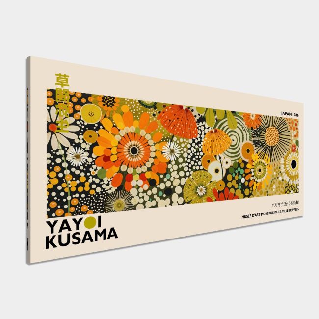 Πίνακας ζωγραφικής A field of flowers IV reart (original YAYOI Kusama) πανοραμικός Καμβάς τελαρωμένος Όψη 5