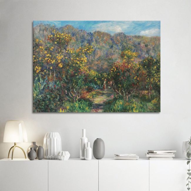 Πίνακας ζωγραφικής Landscape with mimosas Renoir A. Καμβάς τελαρωμένος Όψη 1