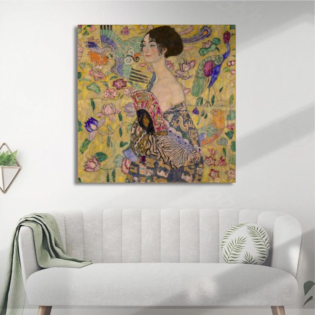 Canvas print Lady with a fan I portrait Klimt G Framed canvas View 1