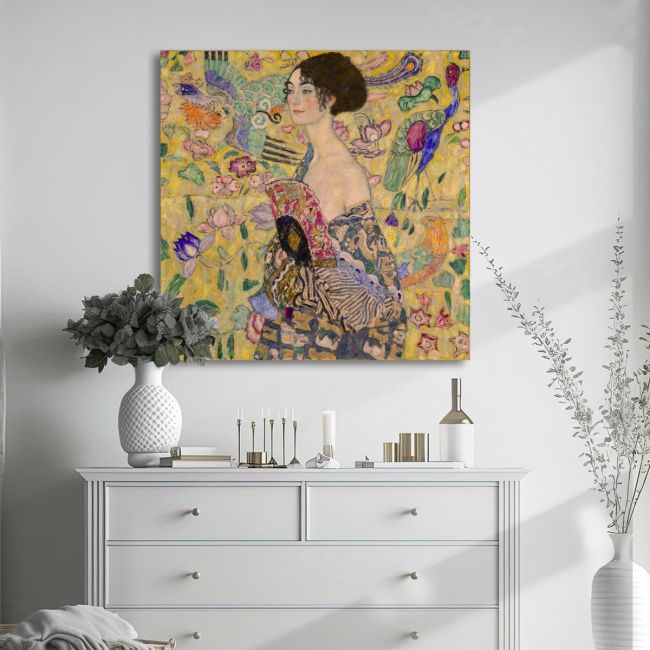 Canvas print Lady with a fan I portrait Klimt G Framed canvas View 2