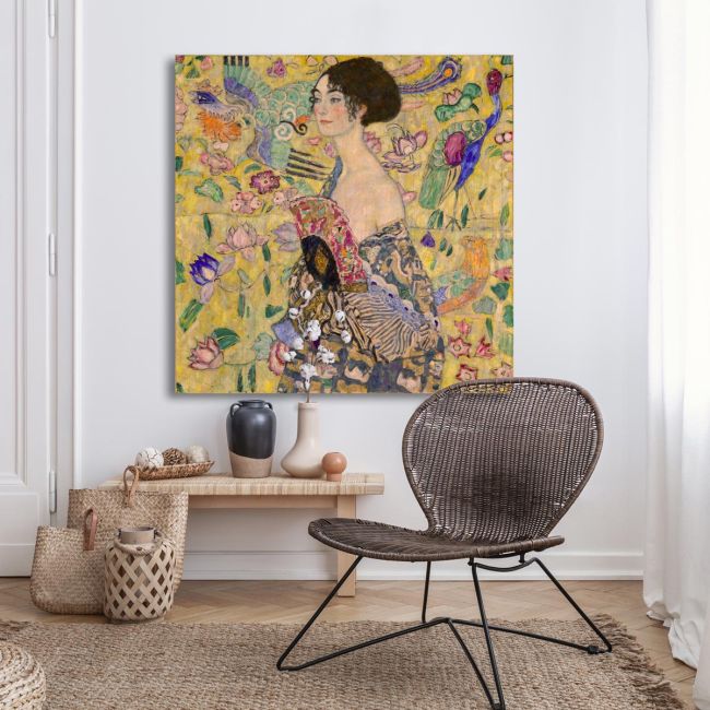Canvas print Lady with a fan I portrait Klimt G Framed canvas View 3