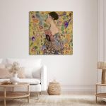 Πίνακας ζωγραφικής Lady with a fan I portrait Klimt G. Καμβάς τελαρωμένος Όψη 4