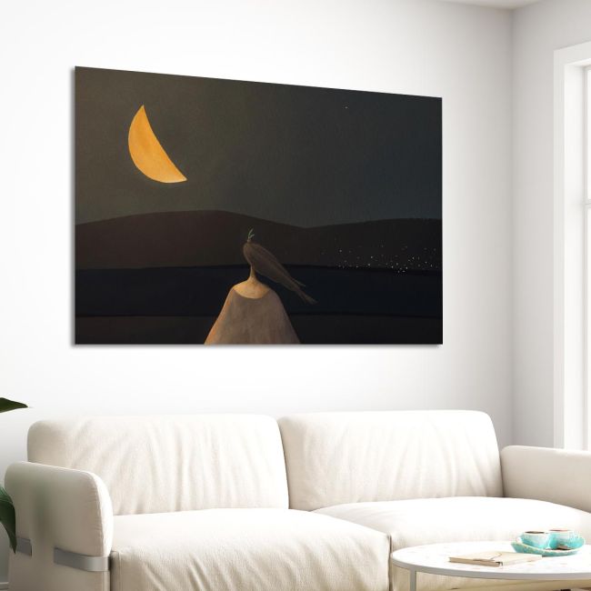 Πίνακας σε καμβά Under the half moon Καμβάς τελαρωμένος Όψη 3