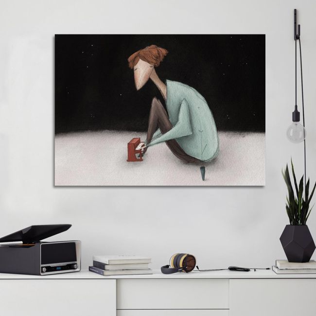Πίνακας σε καμβά The lonely pianist Καμβάς τελαρωμένος Όψη 1