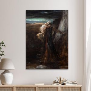 Πίνακας ζωγραφικής Φυγή μετά την καταστροφή Γύζης Ν. Καμβάς τελαρωμένος Όψη 1