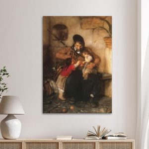 Πίνακας ζωγραφικής Παππούς και εγγόνια Γύζης Ν. Καμβάς τελαρωμένος Όψη 1