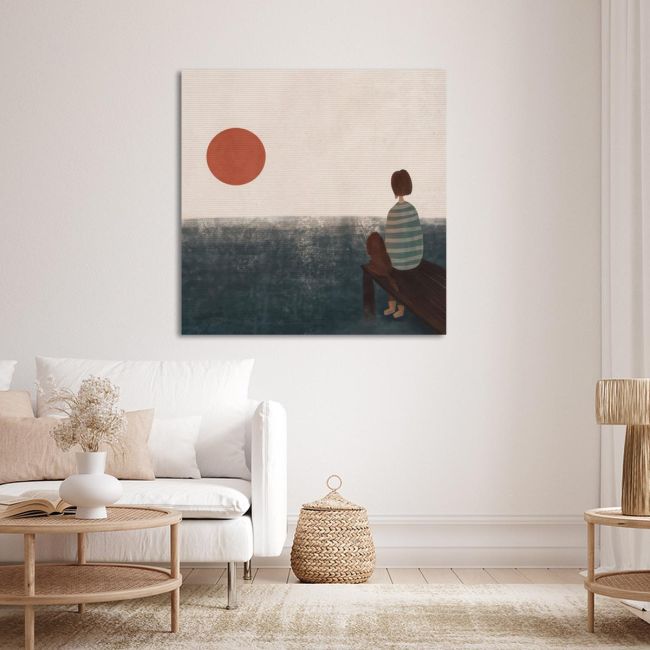 Πίνακας ζωγραφικής Gazing the horizon τετράγωνο Καμβάς τελαρωμένος Όψη 4