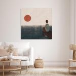 Πίνακας ζωγραφικής Gazing the horizon τετράγωνο Καμβάς τελαρωμένος Όψη 4