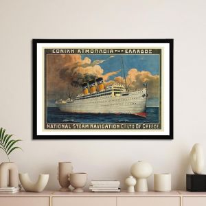 Vintage poster NATIONAL STEAM NAVIGATION  Co LTD OF GREECE  Poster with black frame View 1