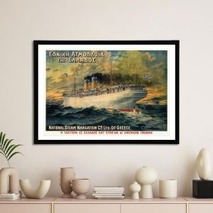 Vintage poster NATIONAL STEAM NAVIGATION  Co LTD OF GREECE I  Poster with black frame View 1