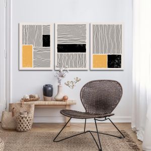 Canvas print Lines and rectangles 3 panels Boxed framed canvas View 1 2