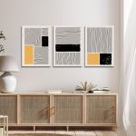 Πίνακας σε καμβά Lines and rectangles τρίπτυχος Καμβάς τελαρωμένος Όψη 3