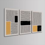 Πίνακας σε καμβά Lines and rectangles τρίπτυχος Καμβάς τελαρωμένος Όψη 4