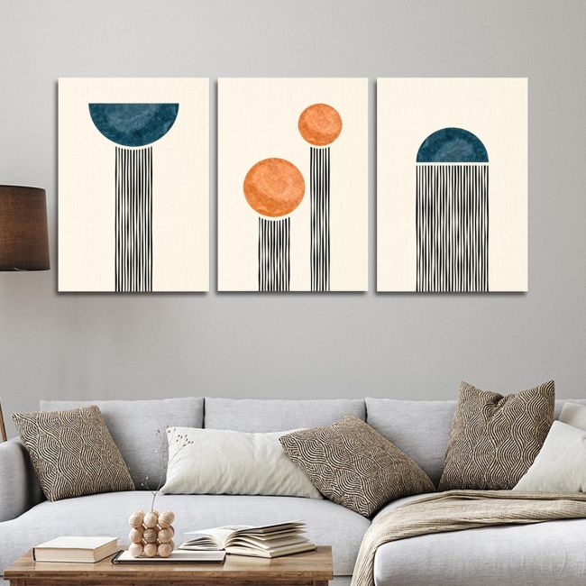 Canvas print Raining lines 3 panels Boxed framed canvas View 1