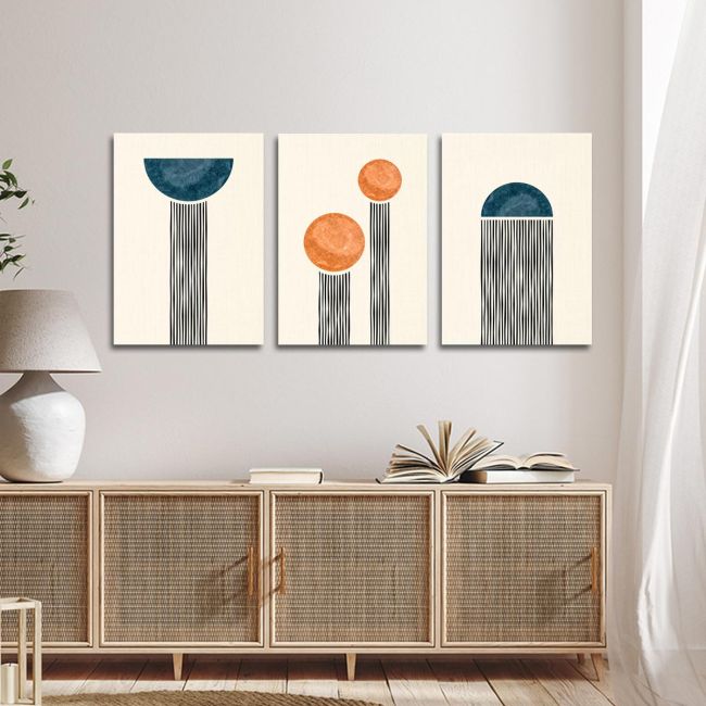 Canvas print Raining lines 3 panels Boxed framed canvas View 3