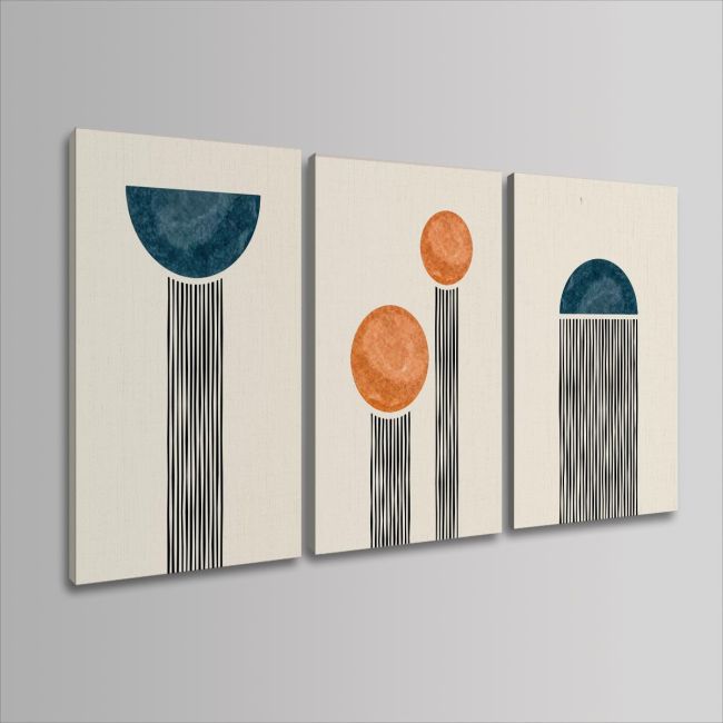 Canvas print Raining lines 3 panels Boxed framed canvas View 4