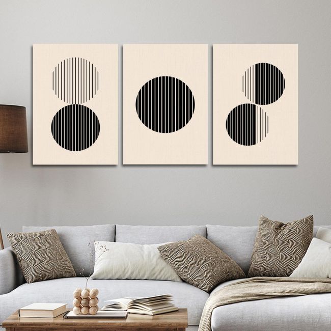 Canvas print Circles and lines in vector 3 panels Boxed framed canvas View 1