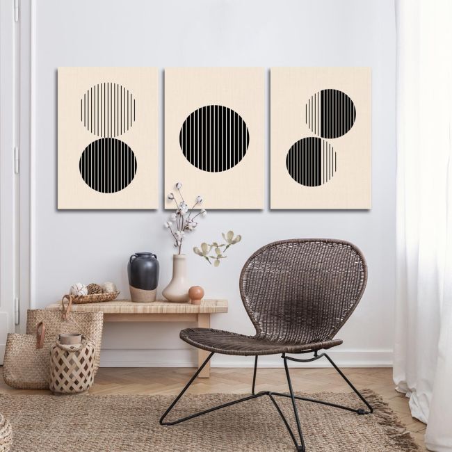 Canvas print Circles and lines in vector 3 panels Boxed framed canvas View 2