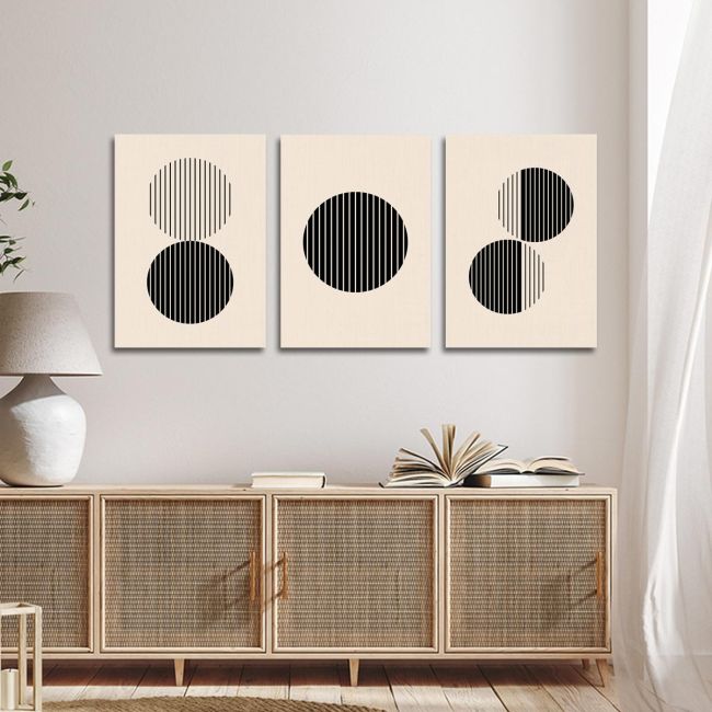 Canvas print Circles and lines in vector 3 panels Boxed framed canvas View 3