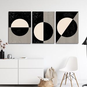 Πίνακας σε καμβά Circles and lines in vector I τρίπτυχος Καμβάς τελαρωμένος Όψη 1