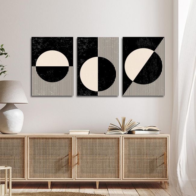 Canvas print Circles and lines in vector I 3 panels Boxed framed canvas View 3