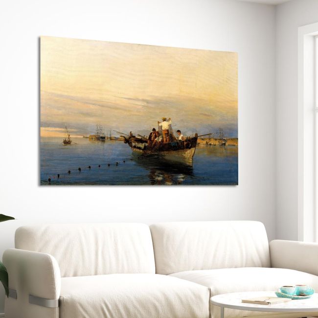 Πίνακας ζωγραφικής Χύτευση τα δίχτυα Βολανάκης Κ. Καμβάς τελαρωμένος Όψη 3