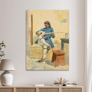 Πίνακας ζωγραφικής Εύζωνας με ταμπουρά Προσαλέντης Αιμίλιος Καμβάς τελαρωμένος Όψη 1