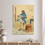 Πίνακας ζωγραφικής Εύζωνας με ταμπουρά Προσαλέντης Αιμίλιος Καμβάς τελαρωμένος Όψη 1