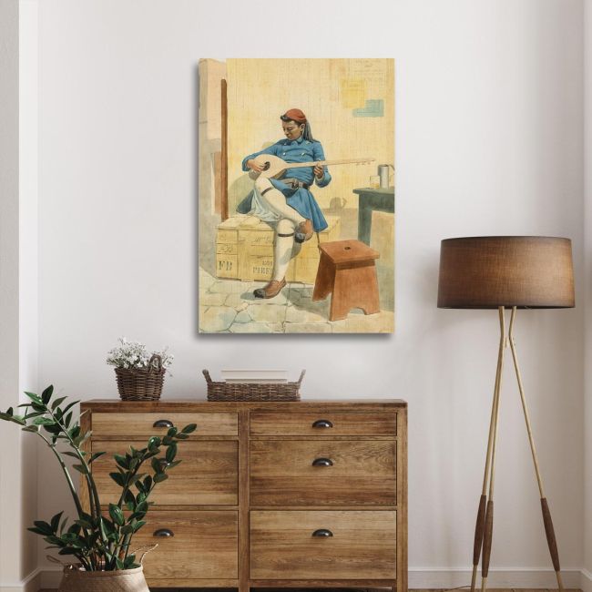 Canvas print Evzone with a tambourine Prosalentis Aemilios Framed canvas View 2