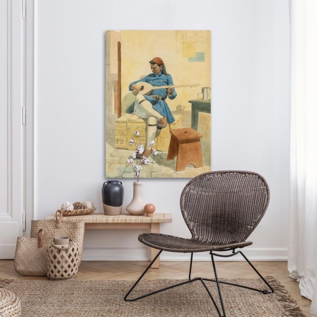 Canvas print Evzone with a tambourine Prosalentis Aemilios Framed canvas View 3