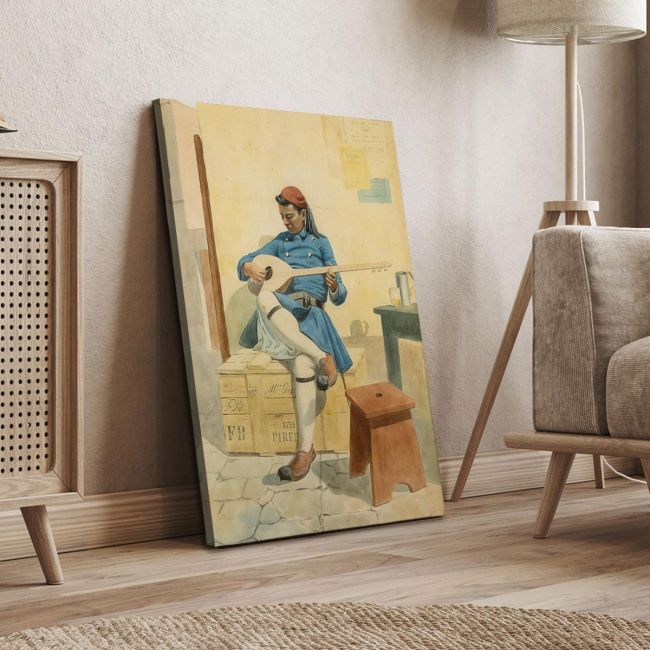 Canvas print Evzone with a tambourine Prosalentis Aemilios Framed canvas View 4