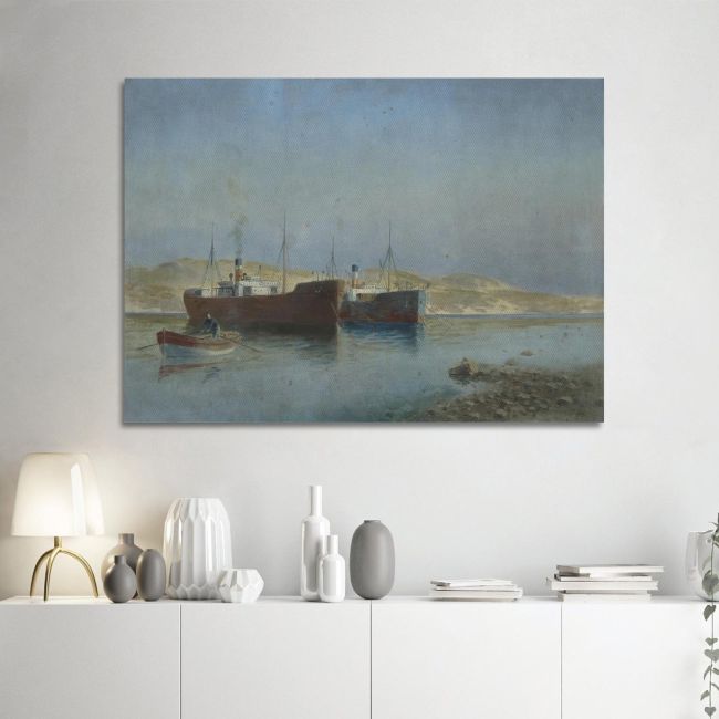 Canvas print Steamships at anchor Prosalentis Emilios Framed canvas View 1